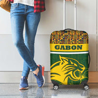Gabon Luggage Cover with Tribal Print and Fierce Panther Graphic in National Flag Colors - Wonder Print Shop