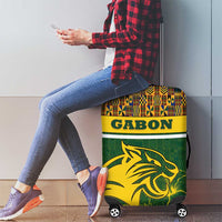 Gabon Luggage Cover with Tribal Print and Fierce Panther Graphic in National Flag Colors - Wonder Print Shop