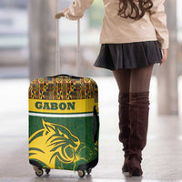 Gabon Luggage Cover with Tribal Print and Fierce Panther Graphic in National Flag Colors - Wonder Print Shop