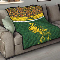 Gabon Quilt with Tribal Print and Fierce Panther Graphic in National Flag Colors - Wonder Print Shop