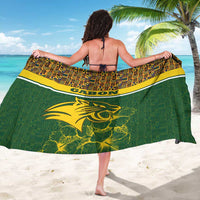 Gabon Sarong with Tribal Print and Fierce Panther Graphic in National Flag Colors - Wonder Print Shop