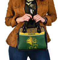 Gabon Shoulder Handbag with Tribal Print and Fierce Panther Graphic in National Flag Colors - Wonder Print Shop