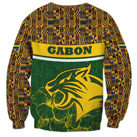 Gabon Sweatshirt with Tribal Print and Fierce Panther Graphic in National Flag Colors - Wonder Print Shop