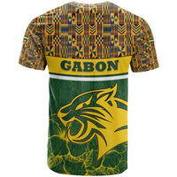 Gabon T Shirt with Tribal Print and Fierce Panther Graphic in National Flag Colors - Wonder Print Shop