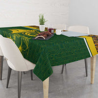 Gabon Tablecloth with Tribal Print and Fierce Panther Graphic in National Flag Colors - Wonder Print Shop