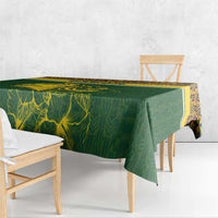 Gabon Tablecloth with Tribal Print and Fierce Panther Graphic in National Flag Colors - Wonder Print Shop