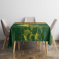 Gabon Tablecloth with Tribal Print and Fierce Panther Graphic in National Flag Colors - Wonder Print Shop
