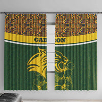 Gabon Window Curtain with Tribal Print and Fierce Panther Graphic in National Flag Colors - Wonder Print Shop