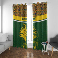 Gabon Window Curtain with Tribal Print and Fierce Panther Graphic in National Flag Colors - Wonder Print Shop