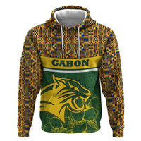 Gabon Zip Hoodie with Tribal Print and Fierce Panther Graphic in National Flag Colors - Wonder Print Shop