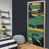 Rooting For Every HBCU Door Cover Pan African Kente Pattern - History And Knowledge Torch