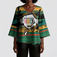 Rooting For Every HBCU Kimono Sleeve Blouse Pan African Kente Pattern - History And Knowledge Torch