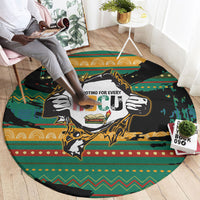 Rooting For Every HBCU Round Carpet Pan African Kente Pattern - History And Knowledge Torch