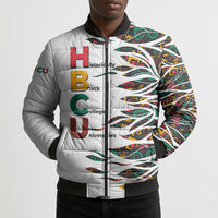 Historically Black Colleges Universities HBCU Bomber Puffer Jacket Pan African Colors Tribal Pattern Typography