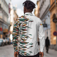Historically Black Colleges Universities HBCU Long Sleeve Button Shirt Pan African Colors Tribal Pattern Typography