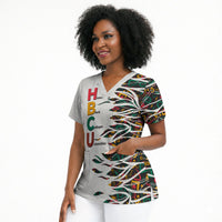 Historically Black Colleges Universities HBCU Scrub Top Pan African Colors Tribal Pattern Typography