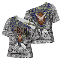HBCU Black History Legacy Cross Shoulder Shirt Word Cloud African Shield Knowledge Book