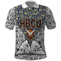 HBCU Black History Legacy Polo Shirt Word Cloud African Shield Knowledge Book