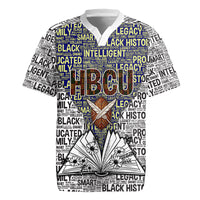 HBCU Black History Legacy Rugby Jersey Word Cloud African Shield Knowledge Book