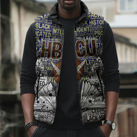HBCU Black History Legacy Sleeveless Puffer Jacket Word Cloud African Shield Knowledge Book