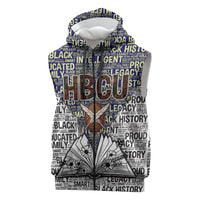 HBCU Black History Legacy Sleeveless Zip Hoodie Word Cloud African Shield Knowledge Book