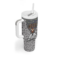 HBCU Black History Legacy Tumbler With Handle Word Cloud African Shield Knowledge Book