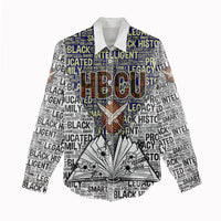 HBCU Black History Legacy Women Casual Shirt Word Cloud African Shield Knowledge Book
