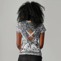 HBCU Black History Legacy Women V-Neck T-Shirt Word Cloud African Shield Knowledge Book