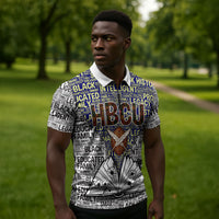 HBCU Black History Legacy Zipper Polo Shirt Word Cloud African Shield Knowledge Book