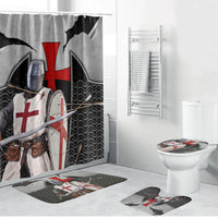 Knights Templar Warrior Red Cross Bathroom Set Crusader Knight In Chainmail Armor With Shield And Sword Art