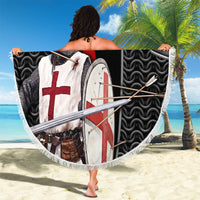 Knights Templar Warrior Red Cross Beach Blanket Crusader Knight In Chainmail Armor With Shield And Sword Art
