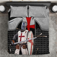Knights Templar Warrior Red Cross Bedding Set Crusader Knight In Chainmail Armor With Shield And Sword Art
