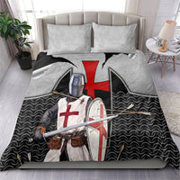 Knights Templar Warrior Red Cross Bedding Set Crusader Knight In Chainmail Armor With Shield And Sword Art
