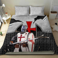 Knights Templar Warrior Red Cross Bedding Set Crusader Knight In Chainmail Armor With Shield And Sword Art