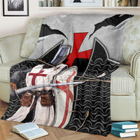 Knights Templar Warrior Red Cross Blanket Crusader Knight In Chainmail Armor With Shield And Sword Art