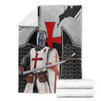 Knights Templar Warrior Red Cross Blanket Crusader Knight In Chainmail Armor With Shield And Sword Art