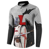 Knights Templar Warrior Red Cross Button Sweatshirt Crusader Knight In Chainmail Armor With Shield And Sword Art
