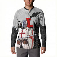 Knights Templar Warrior Red Cross Button Sweatshirt Crusader Knight In Chainmail Armor With Shield And Sword Art