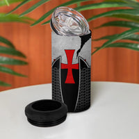 Knights Templar Warrior Red Cross 4 in 1 Can Cooler Tumbler Crusader Knight In Chainmail Armor With Shield And Sword Art