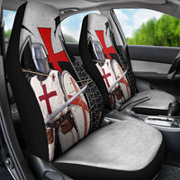 Knights Templar Warrior Red Cross Car Seat Cover Crusader Knight In Chainmail Armor With Shield And Sword Art