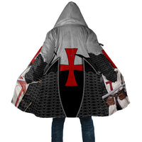 Knights Templar Warrior Red Cross Cloak Crusader Knight In Chainmail Armor With Shield And Sword Art