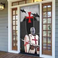 Knights Templar Warrior Red Cross Door Cover Crusader Knight In Chainmail Armor With Shield And Sword Art