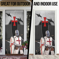 Knights Templar Warrior Red Cross Door Cover Crusader Knight In Chainmail Armor With Shield And Sword Art