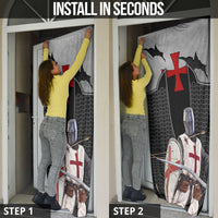 Knights Templar Warrior Red Cross Door Cover Crusader Knight In Chainmail Armor With Shield And Sword Art