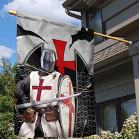 Knights Templar Warrior Red Cross Garden Flag Crusader Knight In Chainmail Armor With Shield And Sword Art