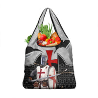 Knights Templar Warrior Red Cross Grocery Bag Crusader Knight In Chainmail Armor With Shield And Sword Art