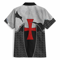Knights Templar Warrior Red Cross Hawaiian Shirt Crusader Knight In Chainmail Armor With Shield And Sword Art