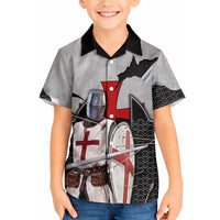 Knights Templar Warrior Red Cross Hawaiian Shirt Crusader Knight In Chainmail Armor With Shield And Sword Art