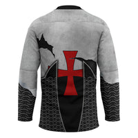 Knights Templar Warrior Red Cross Hockey Jersey Crusader Knight In Chainmail Armor With Shield And Sword Art