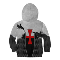 Knights Templar Warrior Red Cross Kid Hoodie Crusader Knight In Chainmail Armor With Shield And Sword Art